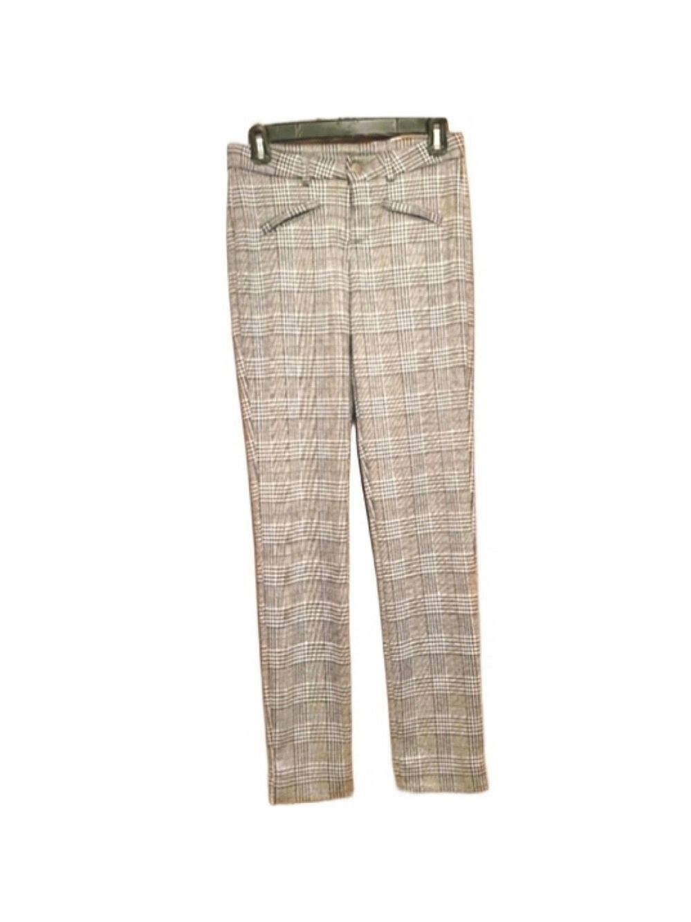 Motion Athleisure Gingham Plaid Pattern Pants High Waisted Straight Leg Size 3